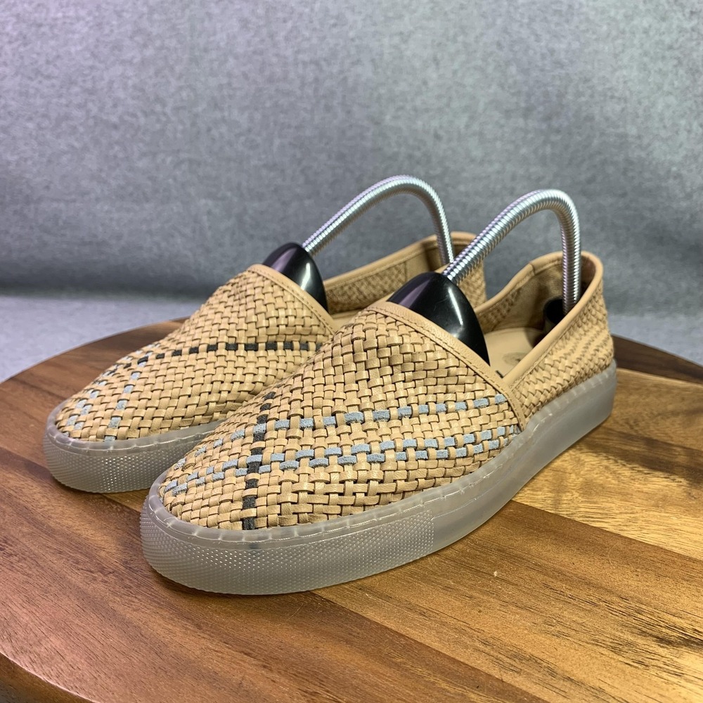 Free People Shoes Womens 8 Beige Woven Leather Slip On Flats Casual Comfort